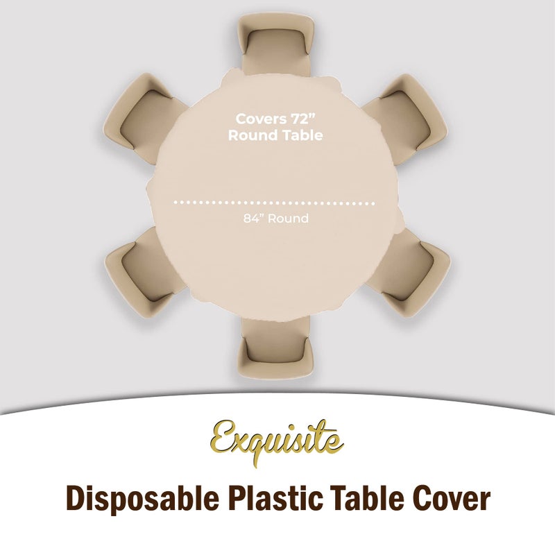 Party Solids Exquisite Party Solids 12-Pack Premium Plastic 84-Inch Round Tablecloth, Ivory - Image 4